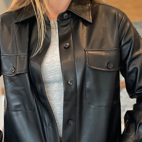 Third Street Leather Shirt Jacket