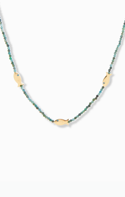 Semi Precious Stone Necklace with Fish Beads