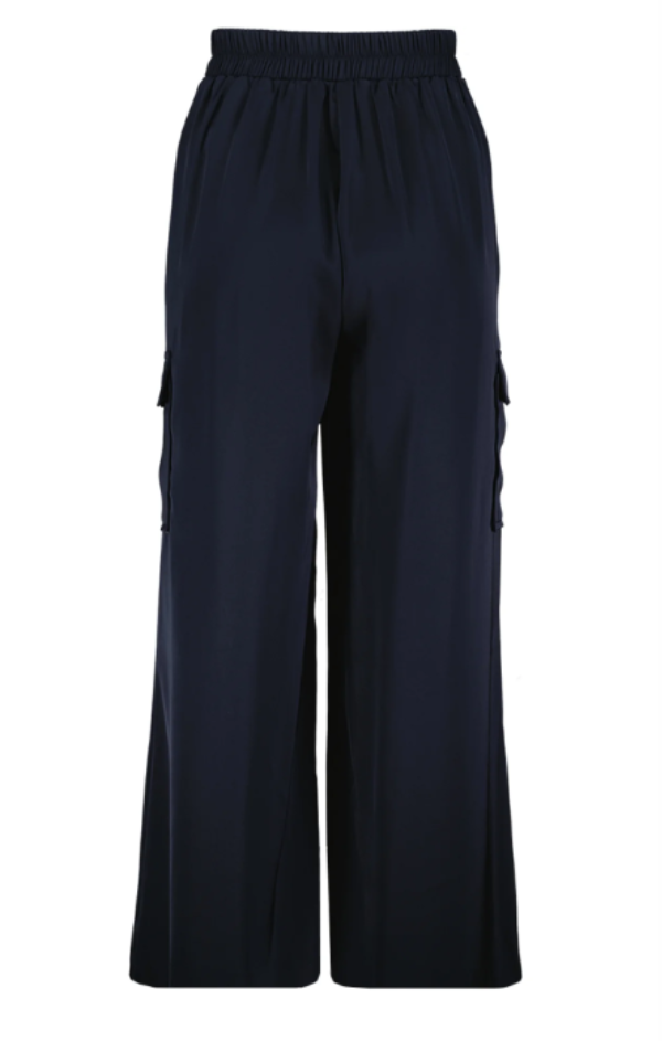 Pull On Satin Cargo Pant in Navy