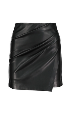 faux leather wrap mini skirt