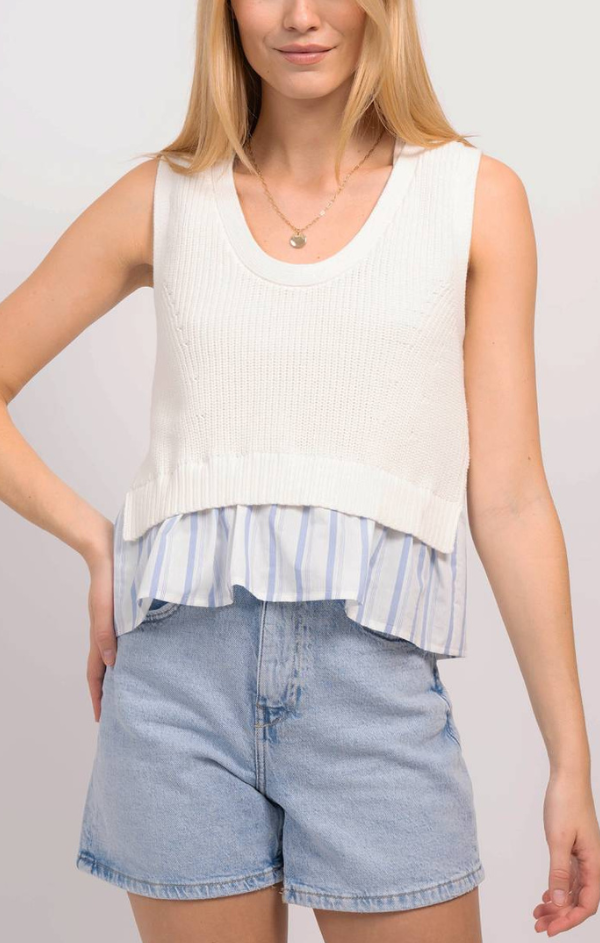 layered ribbed knit tank top