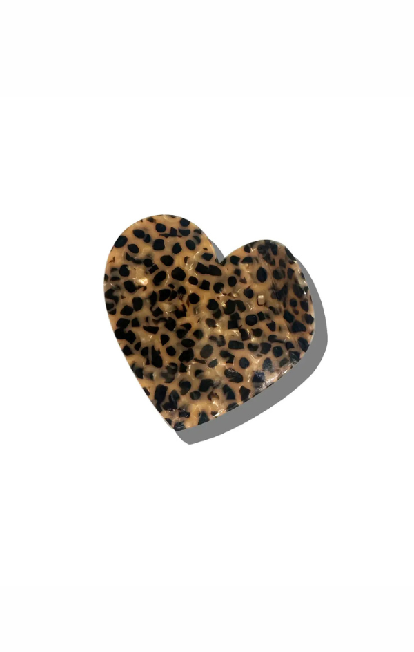 Leopard Heart Acetate Claw Clip