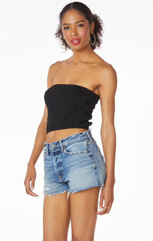 Bobi Smocked Tube Top Black M