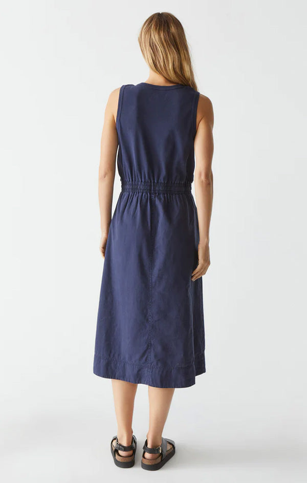 Wilhelmina Mixed Fabric Midi Dress